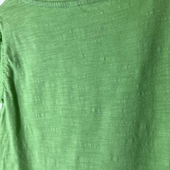 Boden Light Lime Green V-Neck Eyelet Lace Short Cap Sleeve T-Shirt Size S - Picture 7 of 15